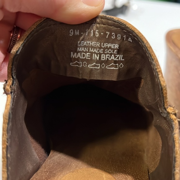 Candies - 9, block wooden heel, leather slip on clogs, 90s - Picture 11 of 12